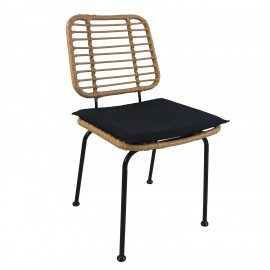 14510050 Καρέκλα Κήπου ATIUS Φυσικό/Μαύρο Μέταλλο/Rattan 46.5x55x86cm Φυσικό/Μαύρο