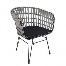 14510053 Καρέκλα Κήπου ATRIUS Γκρι/Μαύρο Μέταλλο/Rattan 61x57x80cm Γκρι/Μαύρο