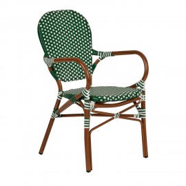 14840004 Καρέκλα Κήπου ArteLibre BOALI Πράσινο/Λευκό/Μπαμπού Αλουμίνιο/Rattan 41x45x92cm Φυσικό/Πράσινο/Λευκό
