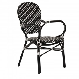 14840005 Καρέκλα Κήπου ArteLibre BOALI Μαύρο/Λευκό Αλουμίνιο/Rattan 41x45x92cm Μαύρο/Λευκό
