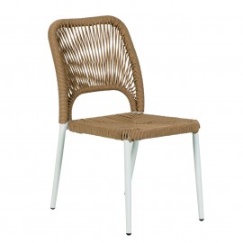 14840019 Καρέκλα Κήπου ArteLibre TINKISSO Λευκό/Φυσικό Αλουμίνιο/Rattan 45x63x82cm Φυσικό/Λευκό