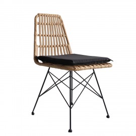 14510010 Καρέκλα Κήπου ALFONSE Φυσικό/Μαύρο Μέταλλο/Rattan 47x62x81cm Φυσικό/Μαύρο