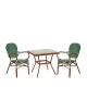 14990226 Σετ Τραπεζαρία Κήπου ANGOLA Μπαμπού Αλουμίνιο/Γυαλί Με 2 Καρέκλες 14990226 Φυσικό/Πράσινο/Λευκό
