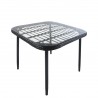14510040 Τραπέζι Κήπου ArteLibre ANTIUS Μαύρο Μέταλλο/Rattan/Γυαλί 80x80x73cm Μαύρο