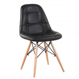 14600005 Καρέκλα PEEP Μαύρο PVC/Ξύλο 44x52.5x84cm Μαύρο
