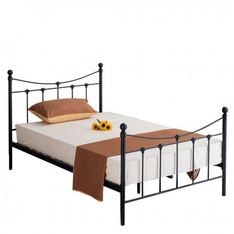 14250009 Κρεβάτι SOPHIE Μεταλλικό Sandy Black 210x128x110cm Μαύρο