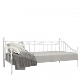 14250015 Κρεβάτι AUDREY Μεταλλικό Sandy White 210x99x91cm (200x90cm) Λευκό