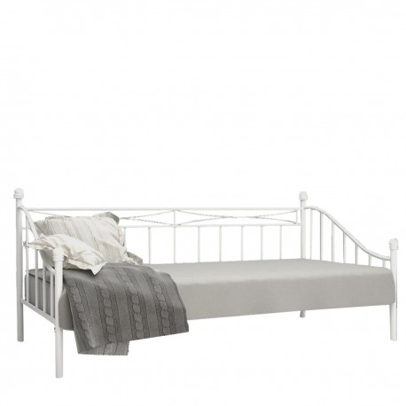 14250015 Κρεβάτι AUDREY Μεταλλικό Sandy White 210x99x91cm (200x90cm) Λευκό