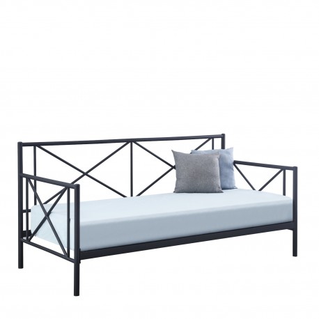14250016 Κρεβάτι Μονό JASMINE Μαύρο Μέταλλο 208x97.6x100cm (Στρώμα 90x200cm) Μαύρο