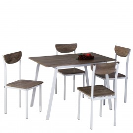 14330032 Τραπέζι Σετ (4+1) LINDERIA Λευκό/Καφέ 110x70x75cm Καφέ/Λευκό