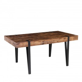 14330033 Τραπέζι Τραπεζαρίας ANDOR Καρυδί/Μαύρο MDF/Μέταλλο 160x90x75cm Καφέ/Μαύρο/Καρυδί