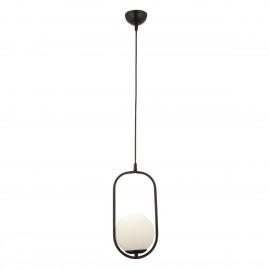 14780086 Φωτιστικό Κρεμαστό LORN Μαύρο/Λευκό Μέταλλο/Γυαλί 17x100cm