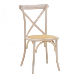 263-000021 Καρέκλα Dylon pakoworld στοιβαζόμενη white wash ξύλο οξιάς-έδρα φυσικό rattan 48x52x89εκ