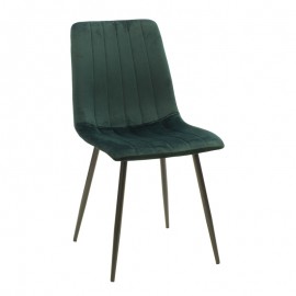 264-000017 Καρέκλα Noor pakoworld σκούρο πράσινο βελούδο-πόδι μαύρο μέταλλο 44x55x86εκ