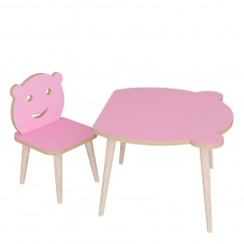 14870187 Τραπεζάκι Παιδικό ArteLibre AMAHLE Με Κάθισμα Ροζ MDF/Ξύλο 46x50x42cm Ροζ