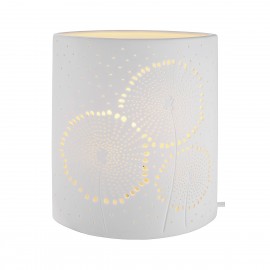 05160177 Λάμπα Επιτραπέζια ArteLibre Εκλειπτική Με Διακόσμηση Λουλούδι Λευκό Πορσελάνη 10x17x20cm