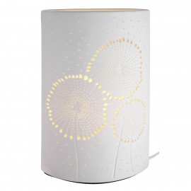 05160178 Λάμπα Επιτραπέζια ArteLibre Εκλειπτική Με Διακόσμηση Λουλούδι Λευκό Πορσελάνη 12x12x28cm
