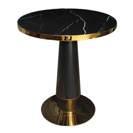 ΕΜ789,1 OLIVE Τραπέζι Βαφή Μαύρο-Gold, Επιφάνεια Sintered Stone Black Marble