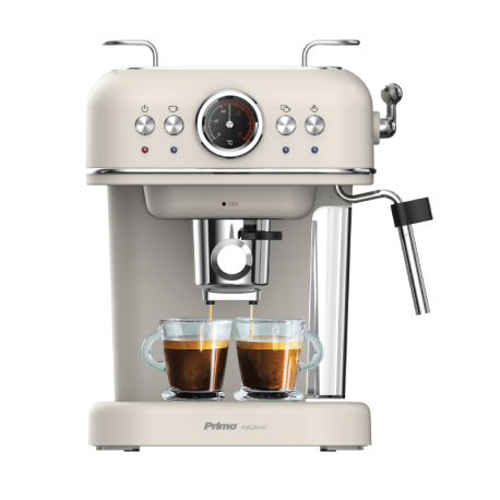 400445 Μηχανή Καφέ Espresso PREM-40445 Primo Eco 20Bar 3σε1 Αναλογικό καντράν θερμοκρασίας Ιβουάρ-Chrome