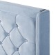 14920005 Κρεβάτι Διπλό ArteLibre ANNONA Γαλάζιο Βελούδο (Στρώμα 160x200cm) Μπλε