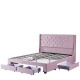 14920006 Κρεβάτι Διπλό ArteLibre ANNONA Ανοιχτό Ροζ Βελούδο (Στρώμα 160x200cm) Ροζ