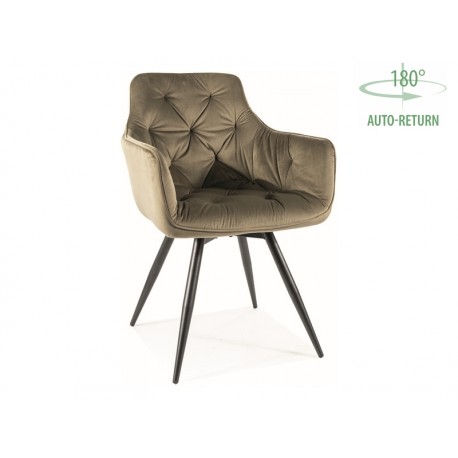80-3301 KRZESŁO MANGO VELVET STELAŻ CZARNY/BLUVEL OLIWKA 77