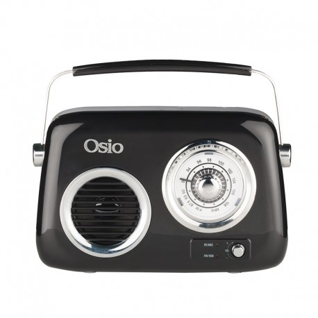 15183-0001 Osio OPR-3040B Μαύρο Ρετρό φορητό αναλογικό ραδιόφωνο με Bluetooth, AUX, USB, FM και subwoofer – 24W