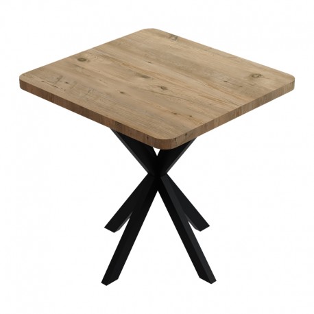 321-000081 Τραπέζι Prestone pakoworld oak μελαμίνης-μαύρο μέταλλο 70x70x75εκ
