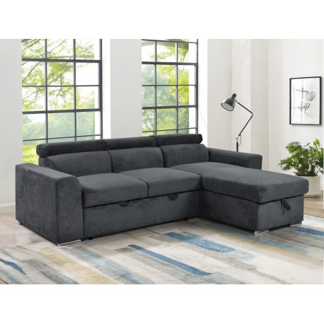 0011.HS09DG Elmira γωνιακός καναπές κρεβάτι με αποθηκευτικό χώρο 247x174εκ. Σκούρο Γκρι με αναστρέψιμη γωνία  Σκούρο Γκρι 247x17