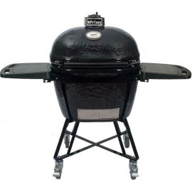 Primo Oval LG 300 All-In-One Κεραμική Στρογγυλή Ψησταριά Κάρβουνου με Καπάκι, Ρόδες&Βοηθ.Επιφάνεια 38εκ.