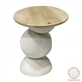 297-000008 Βοηθητικό τραπέζι Sedra Inart white wash-φυσικό μασίφ mango ξύλο Φ38x44εκ