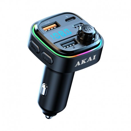 110586-0010 Akai FMT-26BT FM Transmitter και φορτιστής USB με Bluetooth, USB, TF, LED και handsfree