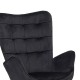 029-000217 Πολυθρόνα με υποπόδιο Dorita pakoworld βελούδο μαύρο-μαύρο πόδι 68.5x76x103εκ
