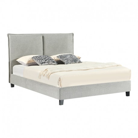 279-000009 Κρεβάτι διπλό Majus pakoworld βελούδο ανθρακί-beige 160x200εκ