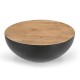 307-000005 Τραπέζι σαλονιού Coffelty Inart μαύρο μέταλλο-μασίφ ξύλο ακακίας Φ90x40εκ
