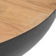 307-000005 Τραπέζι σαλονιού Coffelty Inart μαύρο μέταλλο-μασίφ ξύλο ακακίας Φ90x40εκ