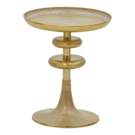 287-000021 Βοηθητικό τραπέζι Trego I Inart χρυσό-λευκό μέταλλο Φ33x42εκ