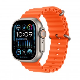 Apple Watch Ultra 2 Ocean Band Titanium 49mm Αδιάβροχο με eSIM και Παλμογράφο (Orange Ocean Band)