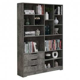 049-000092 Βιβλιοθήκη Lucinda pakoworld γκρι oak 120x29.8x180.5εκ