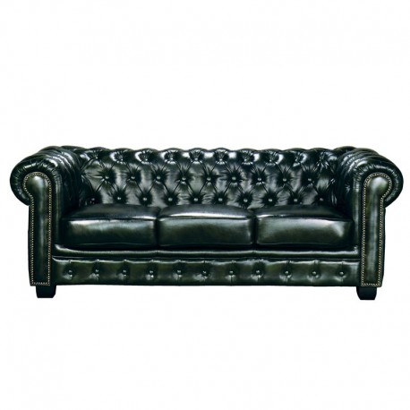 Ε9574,33 CHESTERFIELD 689 Kαναπές Σαλονιού Καθιστικού 3Θέσιος / Δέρμα Antique Green
