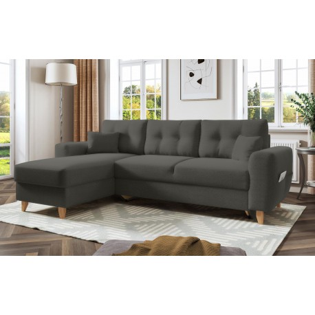 0011.NV14DG Fiona γωνιακός καναπές κρεβάτι 235x160εκ. με αποθηκευτικό χώρο Γκρι σκούρο με αναστρέψιμη γωνία  Γκρι 235x160εκ. ΄Ύψ