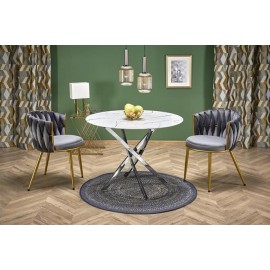 60-28558 RAYMOND 2 table, white marble / silver