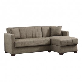 328-000002 Γωνιακός καναπές-κρεβάτι με αποθηκευτικό χώρο Alasko pakoworld καφέ ύφασμα 204x143x83εκ