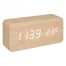 199-000560 Επιτραπέζιο ρολόι Gamiel pakoworld φυσικό χρώμα mdf 15x4x7εκ