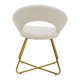 127-000169 Καρέκλα Valentina pakoworld λευκό μπουκλέ-χρυσό πόδι 65x60x82εκ