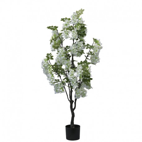 316-000025 Διακοσμητικό φυτό Bean flowers σε γλάστρα Inart λευκό pp Υ125εκ