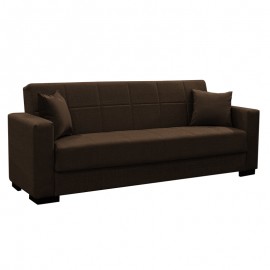 328-000011 Καναπές-κρεβάτι με αποθηκευτικό χώρο τριθέσιος Vox pakoworld καφέ ύφασμα 215x85x80εκ