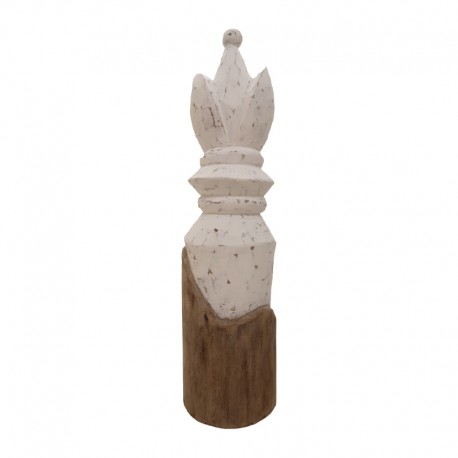 312-000029 Διακοσμητικό πιόνι σκακιού Kras Inart φυσικό-λευκό μάνγκο ξύλο 10x10x39.5εκ