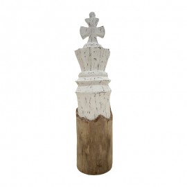 312-000030 Διακοσμητικό πιόνι σκακιού Glon Inart φυσικό-λευκό μάνγκο ξύλο 12x11x48εκ