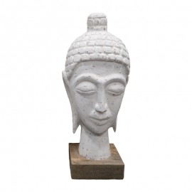 312-000046 Προτομή κεφαλή βούδα Wevi Inart λευκό μάνγκο ξύλο 13x10x33εκ